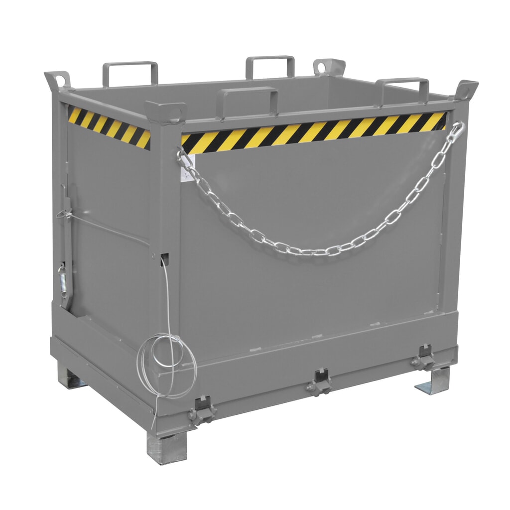 Bauer® Bak met uitklapbare bodem, 3-voudig stapelbaar, gelakt, volume 0,75 m³, RAL 7005 muisgrijs Product afbeelding: Bauer® Bak met uitklapbare bodem, 3-voudig stapelbaar, gelakt, volume 0,75 m³, RAL 7005 muisgrijs
