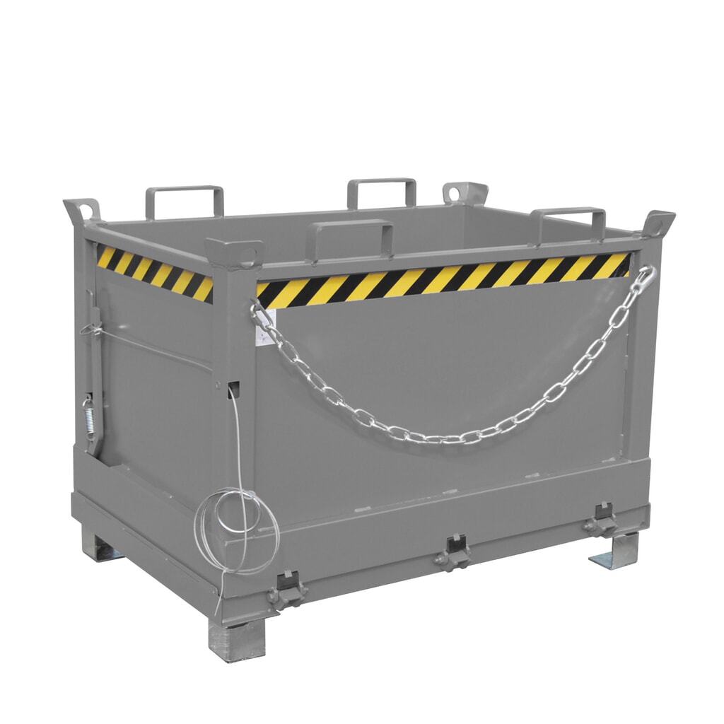 Bauer® Bak met uitklapbare bodem, 3-voudig stapelbaar, gelakt, volume 0,5 m³, RAL 7005 muisgrijs Product afbeelding: Bauer® Bak met uitklapbare bodem, 3-voudig stapelbaar, gelakt, volume 0,5 m³, RAL 7005 muisgrijs