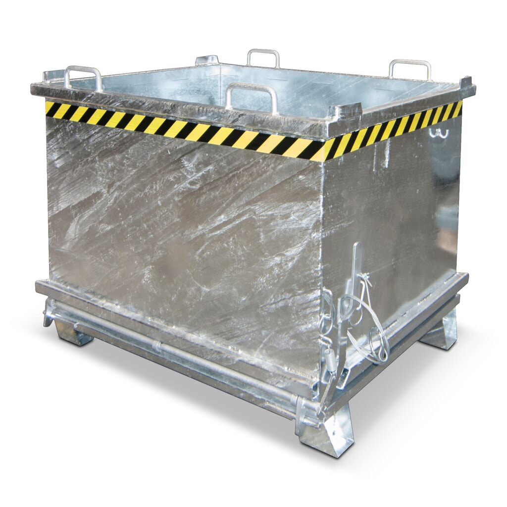 Bauer® bodemklepcontainer, versterkte bodemklep, verzinkt, draagvermogen 2.000 kg, volume 1 m³ Product afbeelding: Bauer® bodemklepcontainer, versterkte bodemklep, verzinkt, draagvermogen 2.000 kg, volume 1 m³