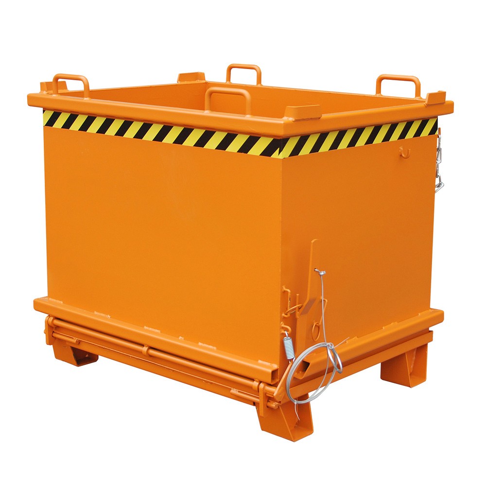 Product afbeelding: Bauer® Bak met uitklapbare bodem, versterkte bodemklep, gelakt, volume 1 m³, RAL 2000 geeloranje