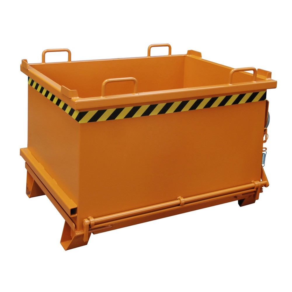 Product afbeelding: Bauer® Bak met uitklapbare bodem, versterkte bodemklep, gelakt, volume 0,75 m³, RAL 2000 geeloranje