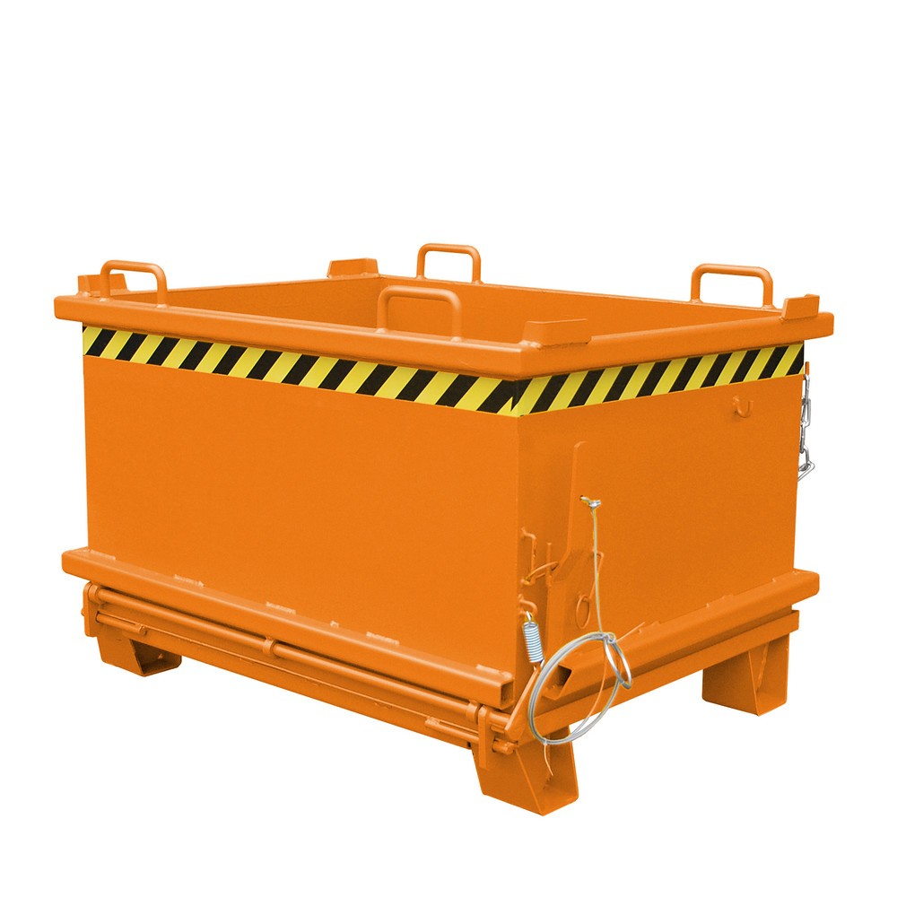 Product afbeelding: Bauer® Bak met uitklapbare bodem, versterkte bodemklep, gelakt, volume 0,5 m³, RAL 2000 geeloranje