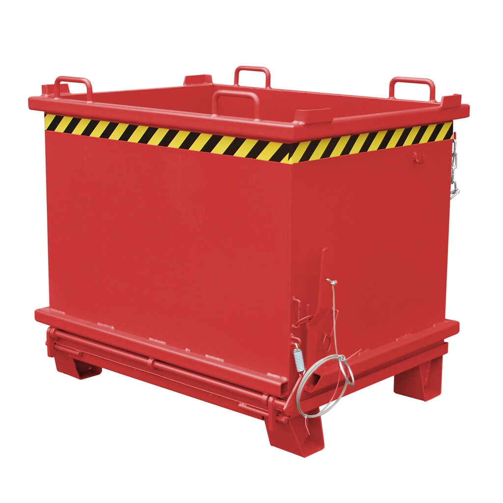 Bauer® Bak met uitklapbare bodem, versterkte bodemklep, gelakt, volume 1 m³, RAL 3000 vuurrood Product afbeelding: Bauer® Bak met uitklapbare bodem, versterkte bodemklep, gelakt, volume 1 m³, RAL 3000 vuurrood