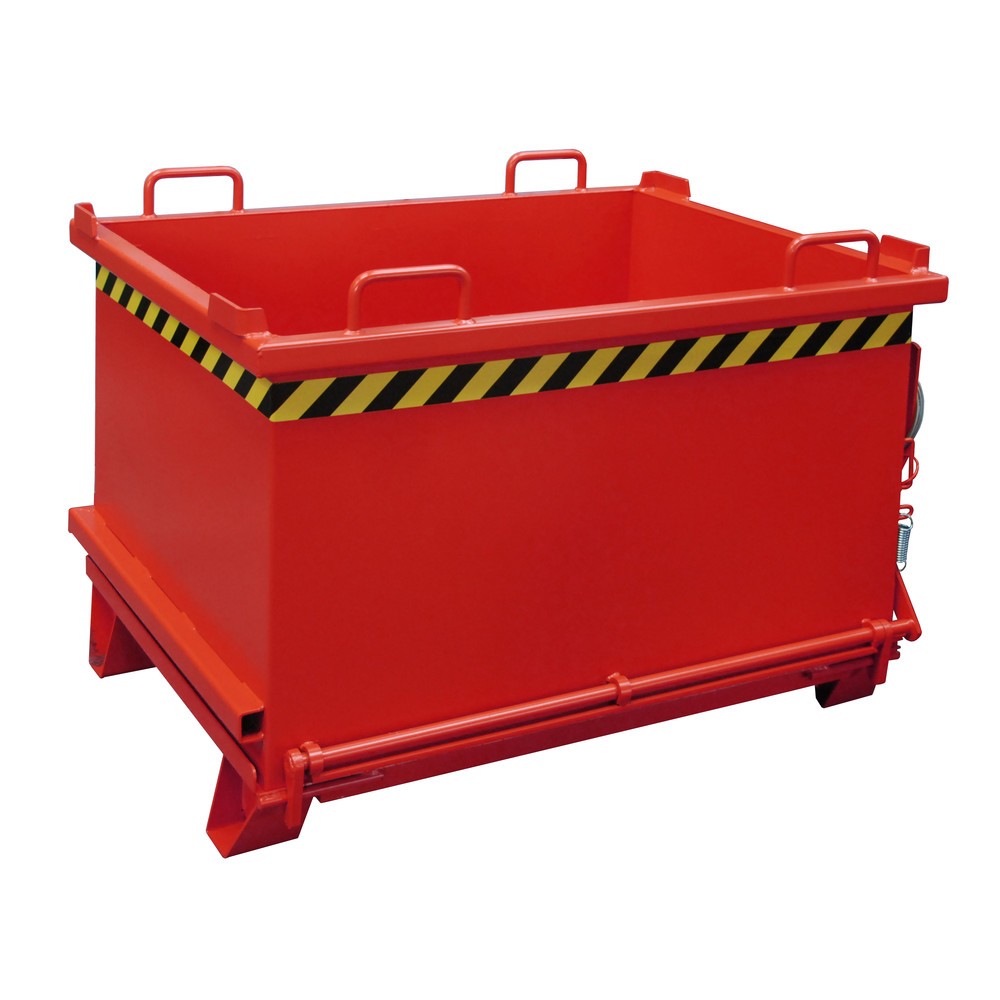 Product afbeelding: Bauer® Bak met uitklapbare bodem, versterkte bodemklep, gelakt, volume 0,75 m³, RAL 3000 vuurrood