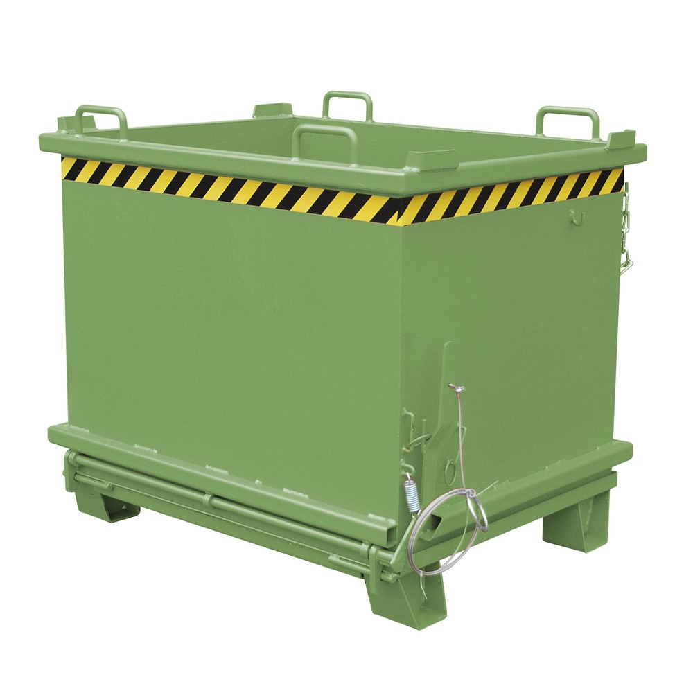 Product afbeelding: Bauer® Bak met uitklapbare bodem, versterkte bodemklep, gelakt, volume 1 m³, RAL 6011 resedagroen