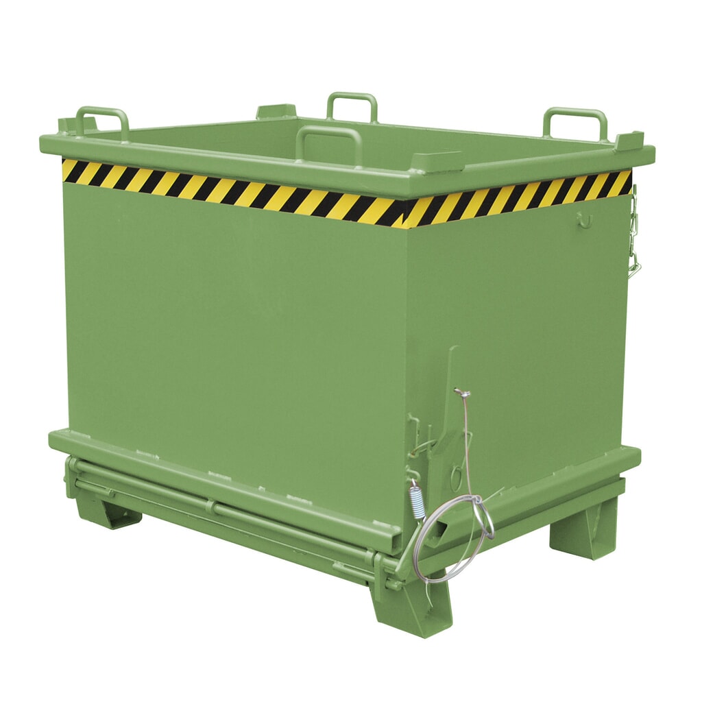 Product afbeelding: Bauer® Bak met uitklapbare bodem, versterkte bodemklep, gelakt, volume 1 m³, RAL 6011 resedagroen