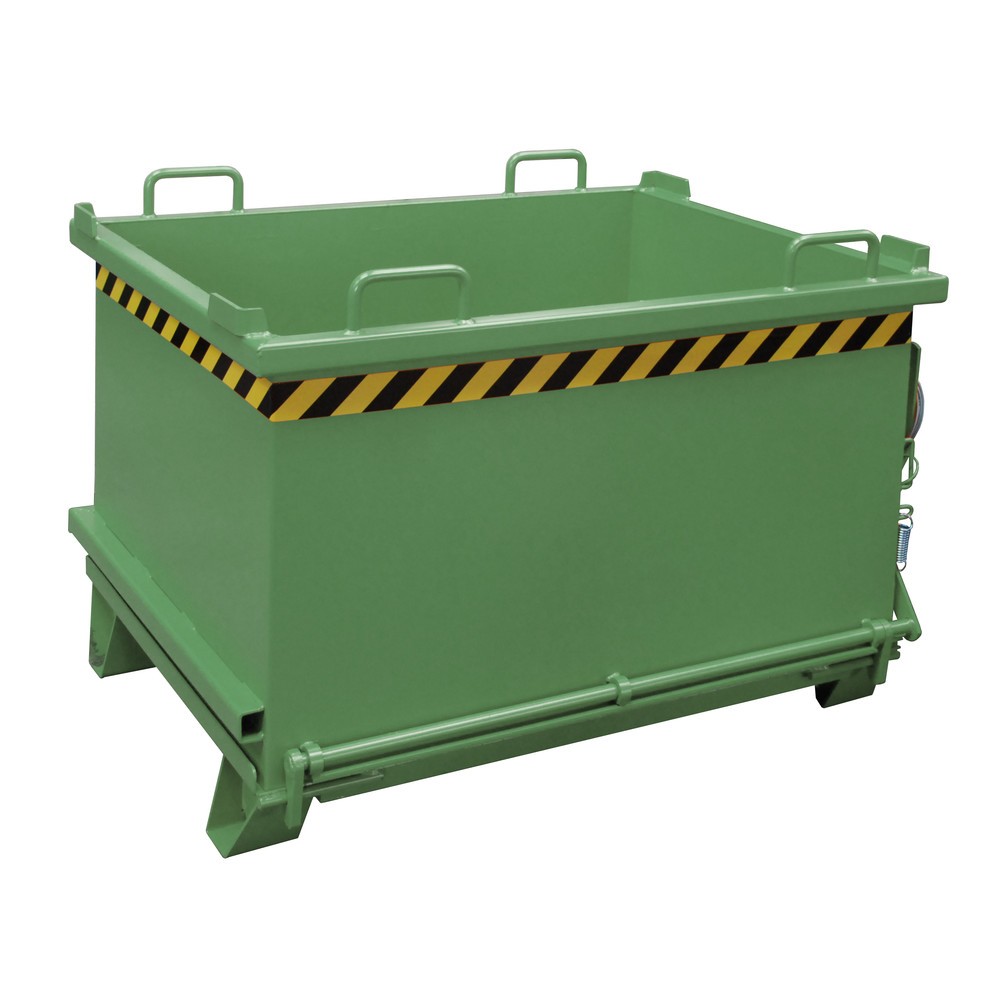 Product afbeelding: Bauer® Bak met uitklapbare bodem, versterkte bodemklep, gelakt, volume 0,75 m³, RAL 6011 resedagroen