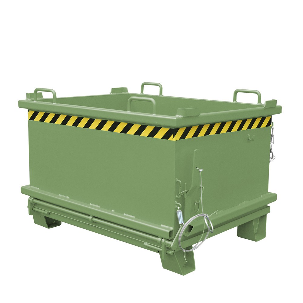 Product afbeelding: Bauer® Bak met uitklapbare bodem, versterkte bodemklep, gelakt, volume 0,5 m³, RAL 6011 resedagroen