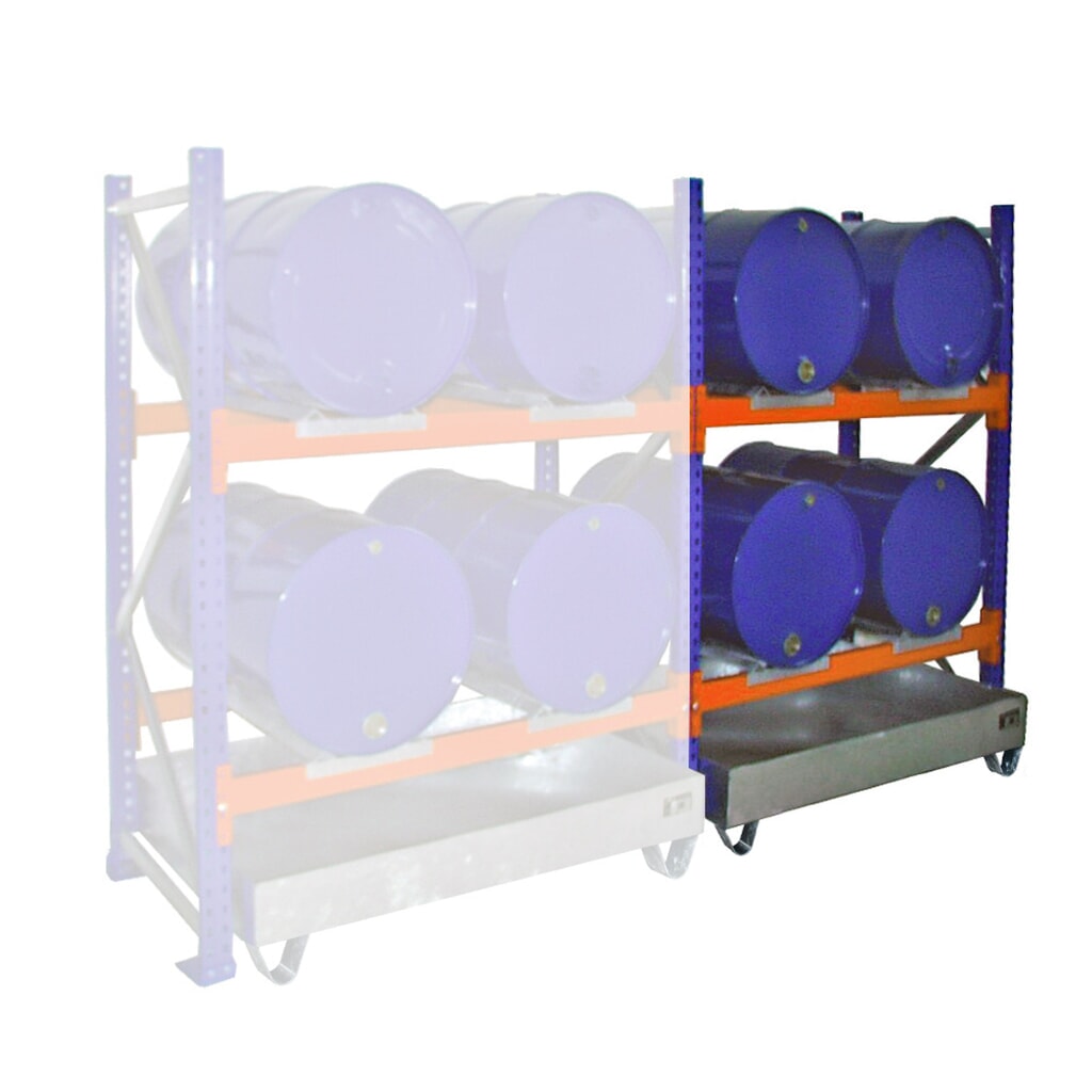 Vatenrek Bauer® incl. lekbak, AE, 2 niveaus, zonder rooster, 4x 200 l liggend Product afbeelding: Vatenrek Bauer® incl. lekbak, AE, 2 niveaus, zonder rooster, 4x 200 l liggend