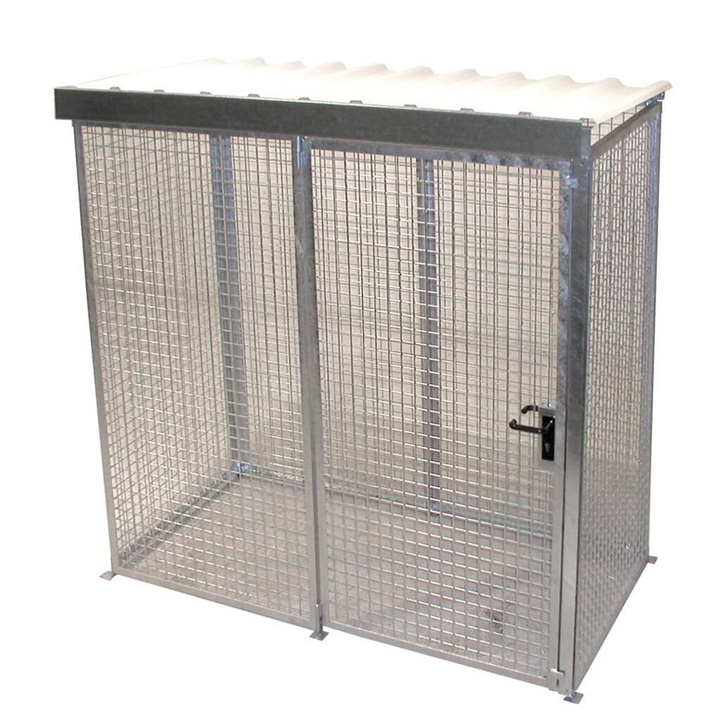Bauer® Gasflescontainer met dak, 1 deur, 32 flessen Product afbeelding: Bauer® Gasflescontainer met dak, 1 deur, 32 flessen