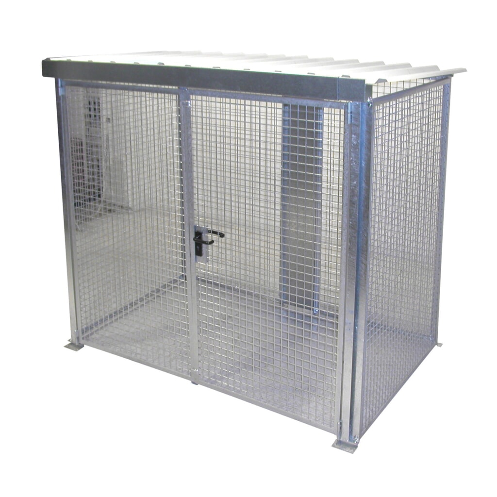 Bauer® Gasflescontainer met dak, dubbele draaideur, 60 flessen Product afbeelding: Bauer® Gasflescontainer met dak, dubbele draaideur, 60 flessen