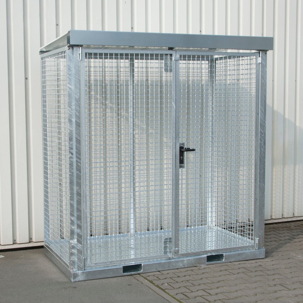 Bauer® Gasflessencontainer GFC-E, max. 32 gasflessen, traanplaatbodem Product afbeelding: Bauer® Gasflessencontainer GFC-E, max. 32 gasflessen, traanplaatbodem