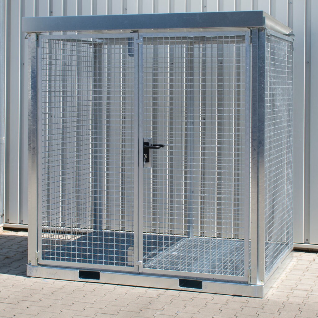 Bauer® Gasflessencontainer GFC-E, max. 45 gasflessen, roosterbodem Product afbeelding: Bauer® Gasflessencontainer GFC-E, max. 45 gasflessen, roosterbodem