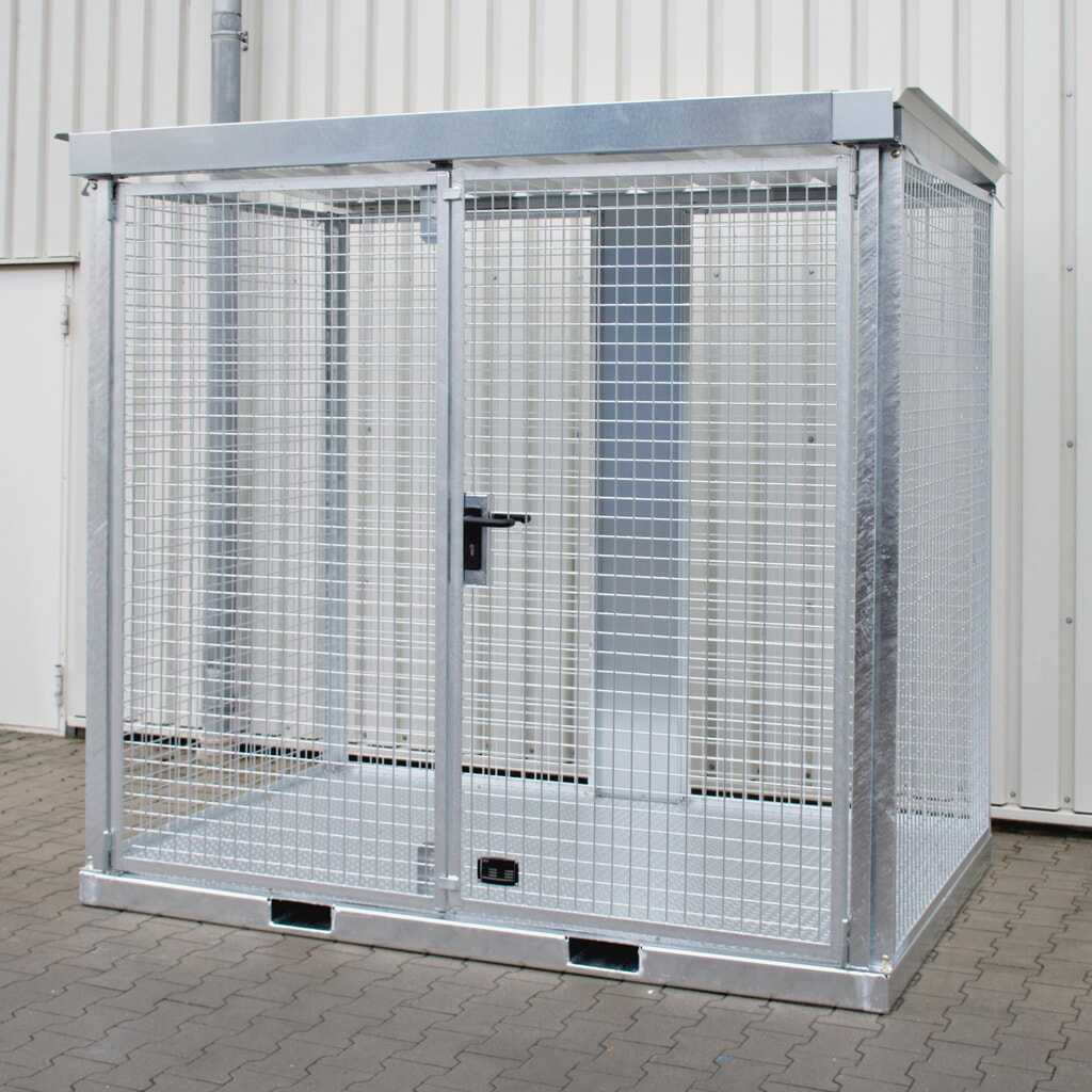 Bauer® Gasflessencontainer GFC-E, max. 60 gasflessen, traanplaatbodem Product afbeelding: Bauer® Gasflessencontainer GFC-E, max. 60 gasflessen, traanplaatbodem