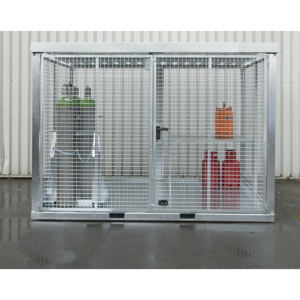 Bauer® Gasflessencontainer GFC-E, max. 104 gasflessen, traanplaatbodem Product afbeelding: Bauer® Gasflessencontainer GFC-E, max. 104 gasflessen, traanplaatbodem