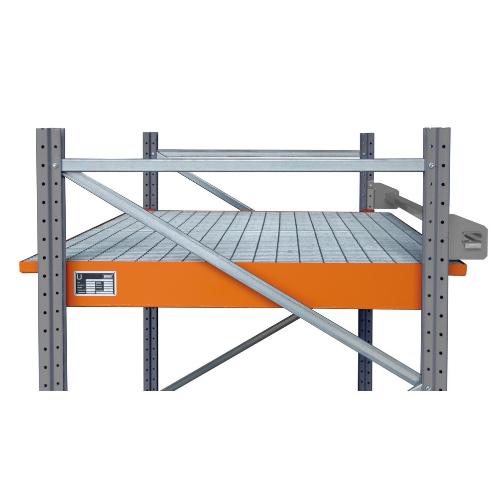 Productafbeelding nr. 1: Bauer® Inhangbare lekbak van staal, incl. rooster, voor dragerlengte 1.800 mm, geeloranje