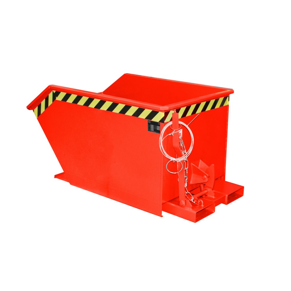 Productafbeelding nr. 1: Bauer® Kantelbak, lage bouwhoogte, gelakt, volume 0,5 m³, RAL 3000 vuurrood