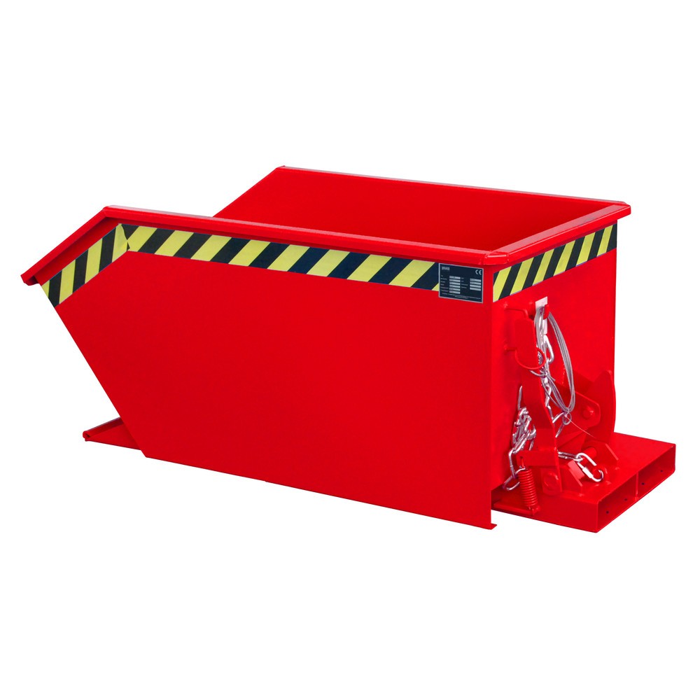 Productafbeelding nr. 1: Bauer® Kantelbak, lage bouwhoogte, gelakt, volume 0,3 m³, RAL 3000 vuurrood