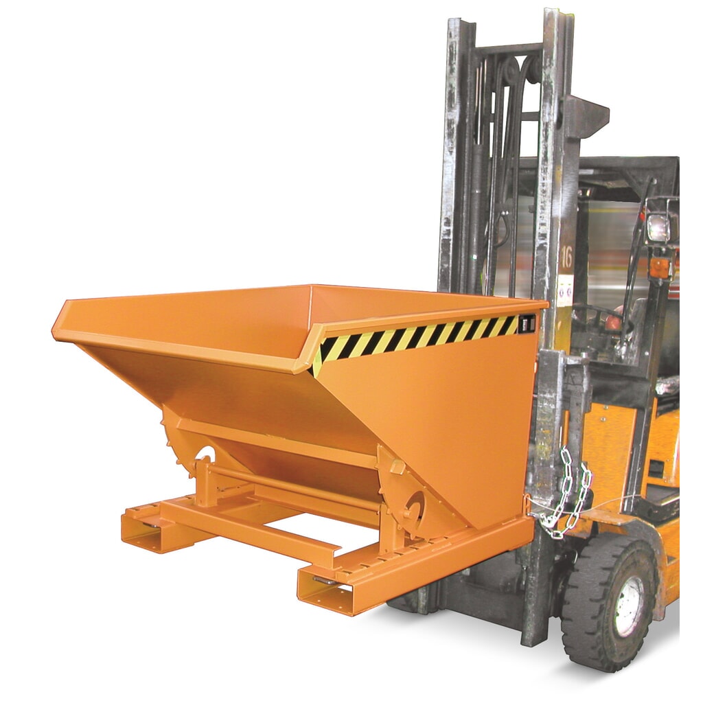 Bauer® Kantelbak met afrolmechanisme, gelakt, volume 0,15 m³, RAL 2000 geeloranje Productafbeelding nr. 4: Bauer® Kantelbak met afrolmechanisme, gelakt, volume 0,15 m³, RAL 2000 geeloranje