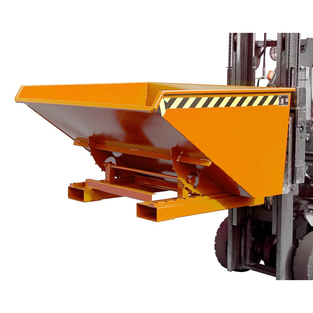 Productafbeelding nr. 1: Bauer® Kantelbak met afrolmechanisme, gelakt, volume 0,9 m³, RAL 2000 geeloranje