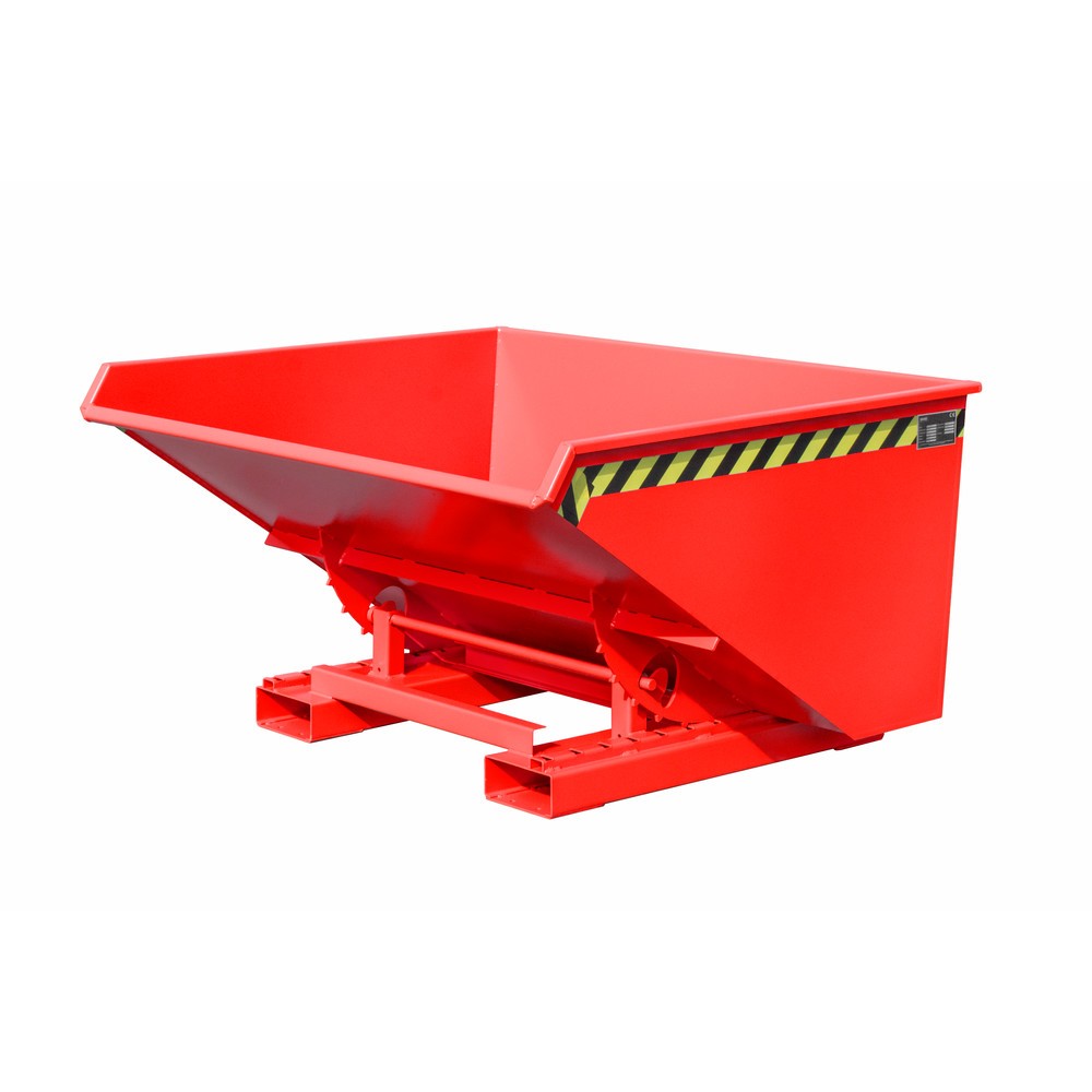 Productafbeelding nr. 1: Bauer® Kantelbak met afrolmechanisme, gelakt, volume 0,9 m³, RAL 3000 vuurrood