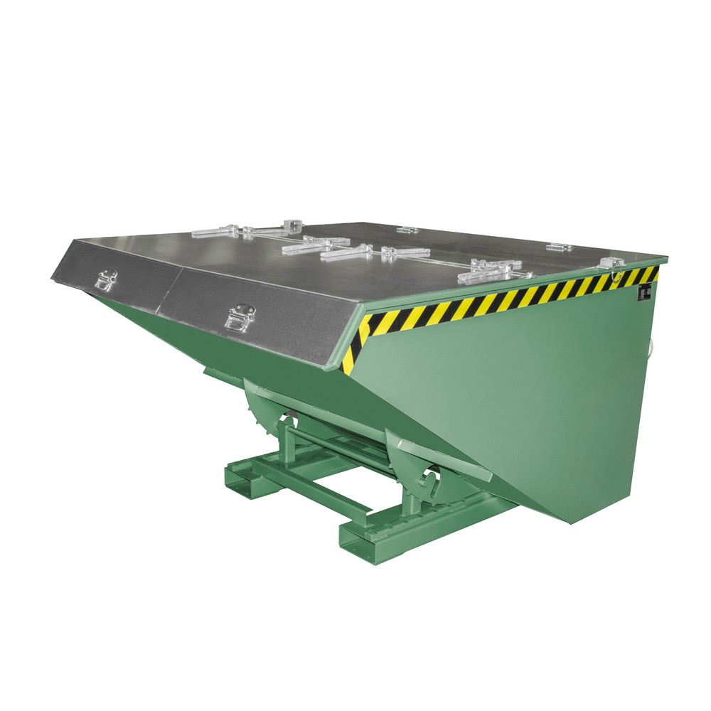 Productafbeelding nr. 1: Bauer® Kantelbak met afrolmechanisme, gelakt, volume 2,1 m³, RAL 6011 resedagroen