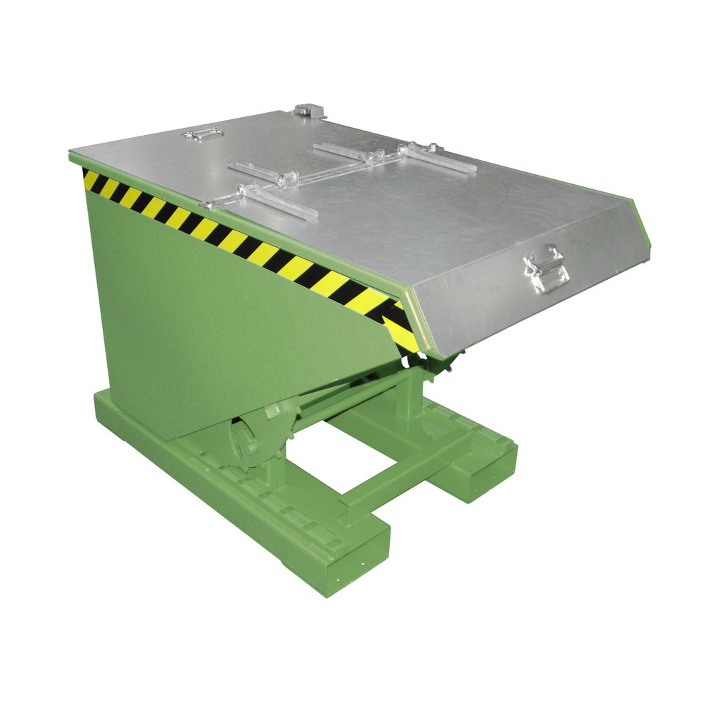 Product afbeelding: Bauer® Kantelbak met afrolmechanisme, gelakt, volume 0,3 m³, RAL 6011 resedagroen