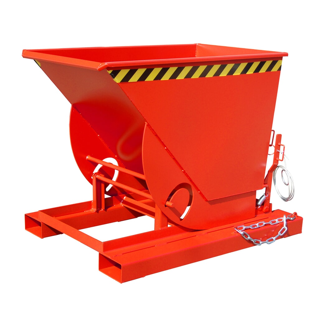 Product afbeelding: Bauer® Kantelbak met afrolmechanisme, cap. 1.000 kg, gelakt, volume 0,5 m³, RAL 3000 vuurrood