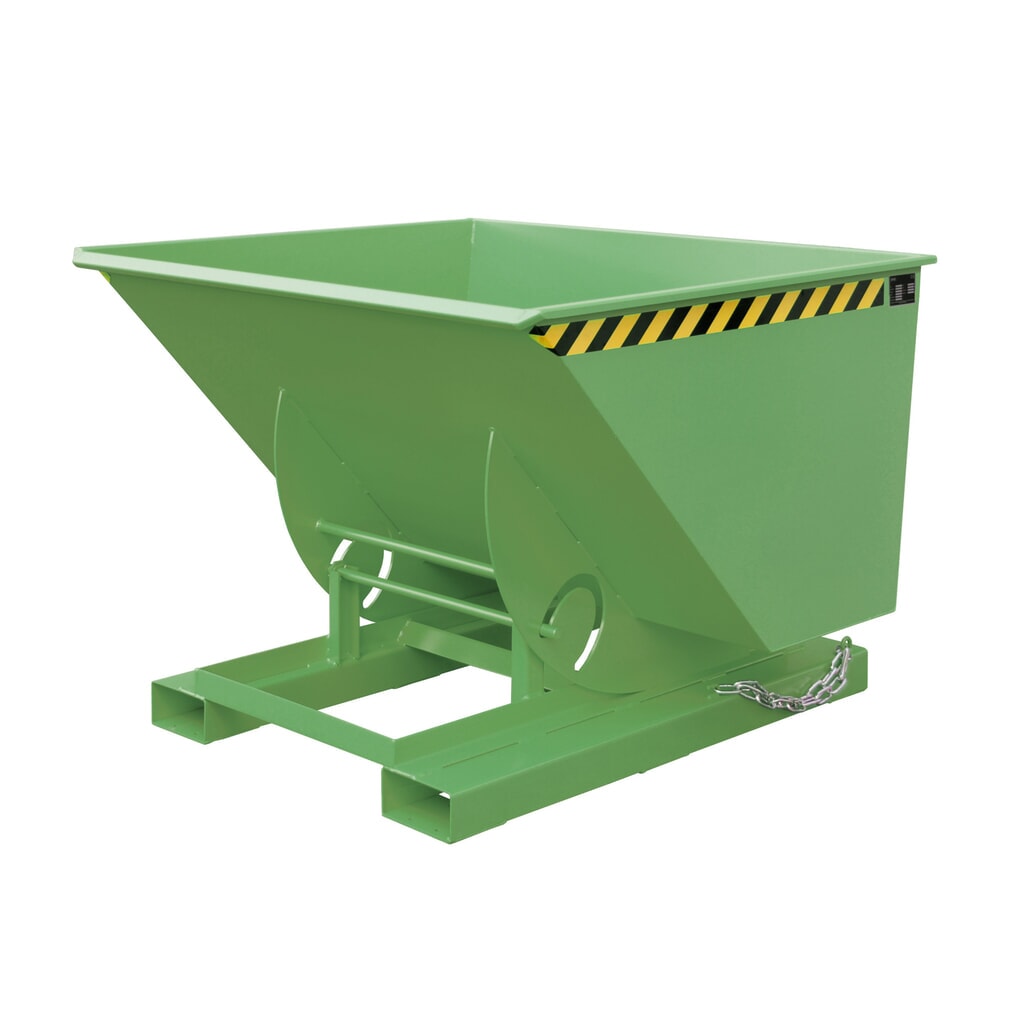 Bauer® Kantelbak met afrolmechanisme, cap. 1.000 kg, gelakt, volume 1 m³, RAL 6011 resedagroen Product afbeelding: Bauer® Kantelbak met afrolmechanisme, cap. 1.000 kg, gelakt, volume 1 m³, RAL 6011 resedagroen