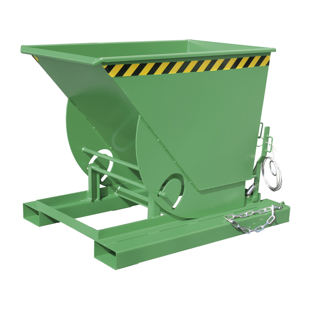 Bauer® Kantelbak met afrolmechanisme, cap. 1.000 kg, gelakt, volume 0,5 m³, RAL 6011 resedagroen Product afbeelding: Bauer® Kantelbak met afrolmechanisme, cap. 1.000 kg, gelakt, volume 0,5 m³, RAL 6011 resedagroen