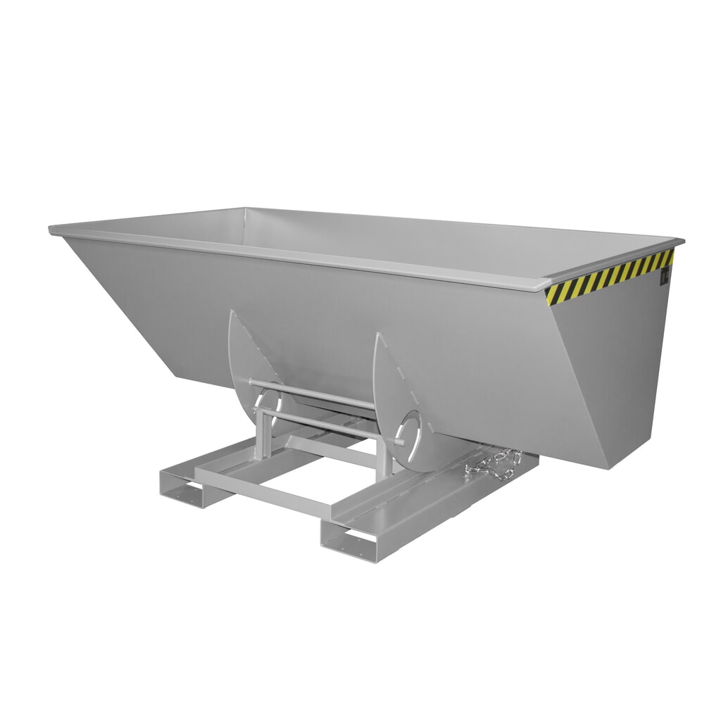 Bauer® Kantelbak met afrolmechanisme, cap. 1.000 kg, gelakt, volume 1,5 m³, RAL 7005 muisgrijs Product afbeelding: Bauer® Kantelbak met afrolmechanisme, cap. 1.000 kg, gelakt, volume 1,5 m³, RAL 7005 muisgrijs