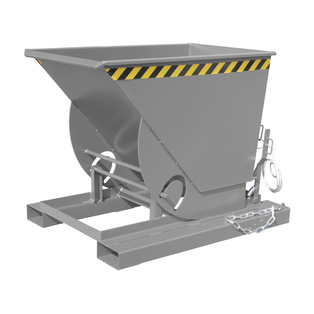 Bauer® Kantelbak met afrolmechanisme, cap. 1.000 kg, gelakt, volume 0,5 m³, RAL 7005 muisgrijs Product afbeelding: Bauer® Kantelbak met afrolmechanisme, cap. 1.000 kg, gelakt, volume 0,5 m³, RAL 7005 muisgrijs