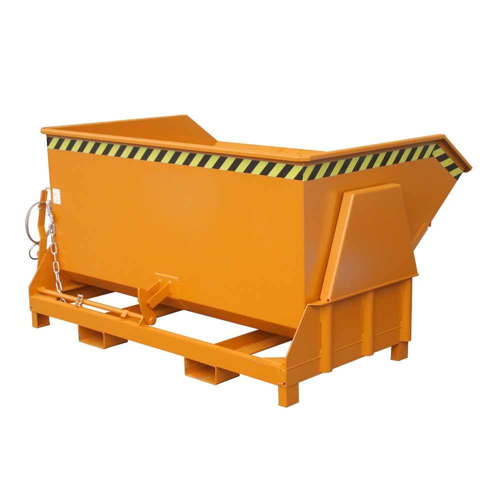 Productafbeelding nr. 1: Bauer® Kantelbak met afrolmechanisme Premium, brede bouwvorm, gelakt, zonder deksel, volume 1,5 m³, RAL 2000 geeloranje