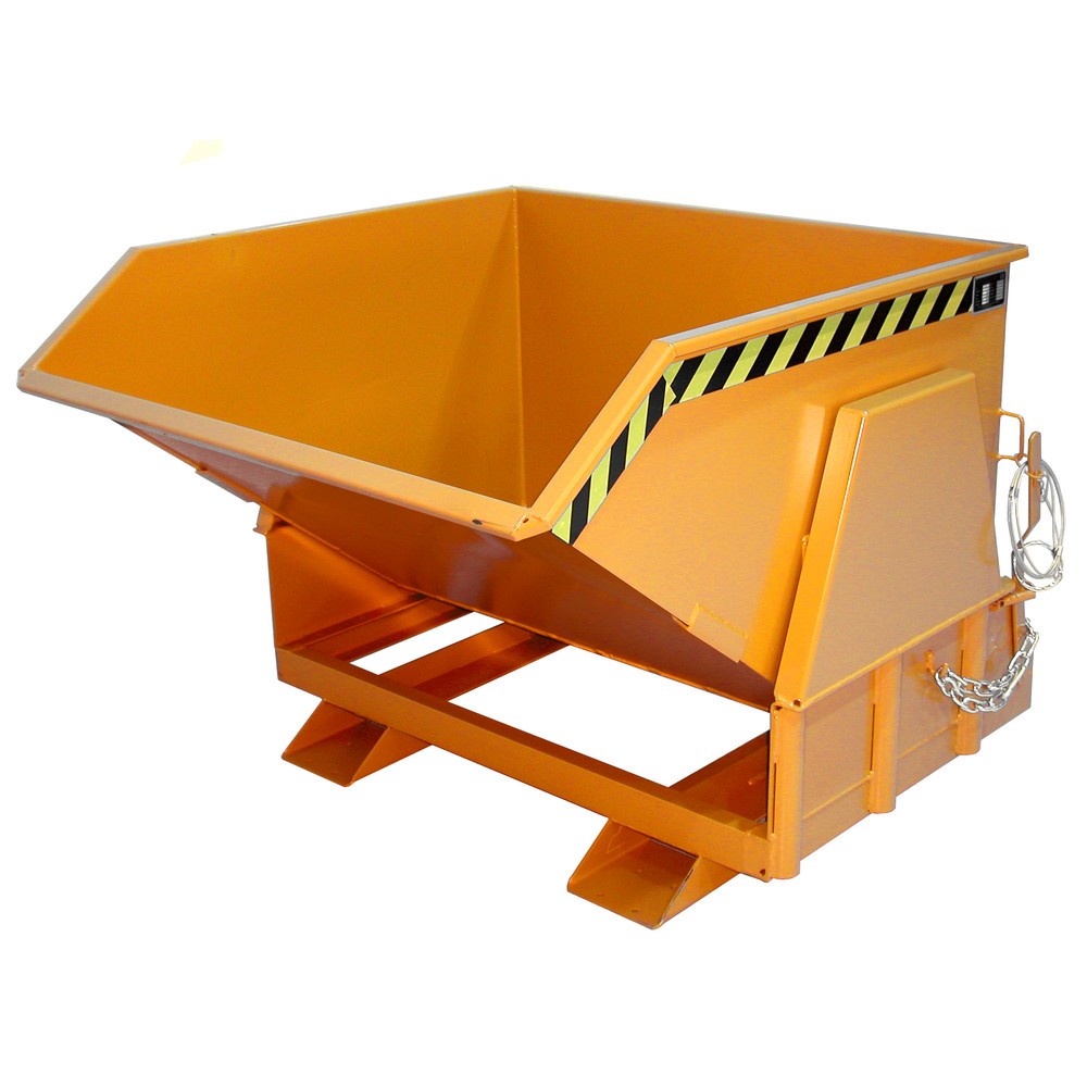 Productafbeelding nr. 1: Bauer® Kantelbak met afrolmechanisme Premium, brede bouwvorm, gelakt, zonder deksel, volume 1 m³, RAL 2000 geeloranje