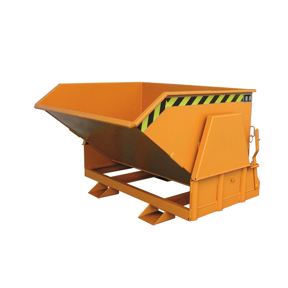 Productafbeelding nr. 1: Bauer® Kantelbak met afrolmechanisme Premium, brede bouwvorm, gelakt, zonder deksel, volume 0,8 m³, RAL 2000 geeloranje