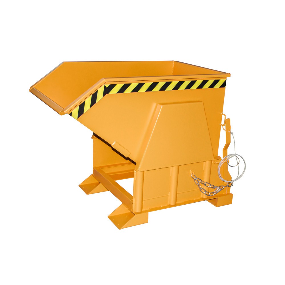 Product afbeelding: Bauer® Kantelbak met afrolmechanisme Premium, brede bouwvorm, gelakt, zonder deksel, volume 0,5 m³, RAL 2000 geeloranje