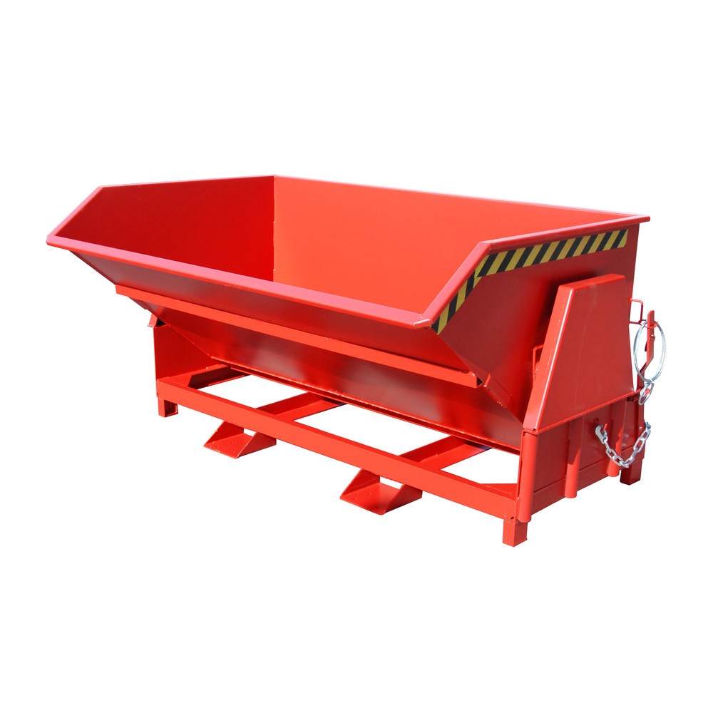 Product afbeelding: Bauer® Kantelbak met afrolmechanisme Premium, brede bouwvorm, gelakt, zonder deksel, volume 2 m³, RAL 3000 vuurrood