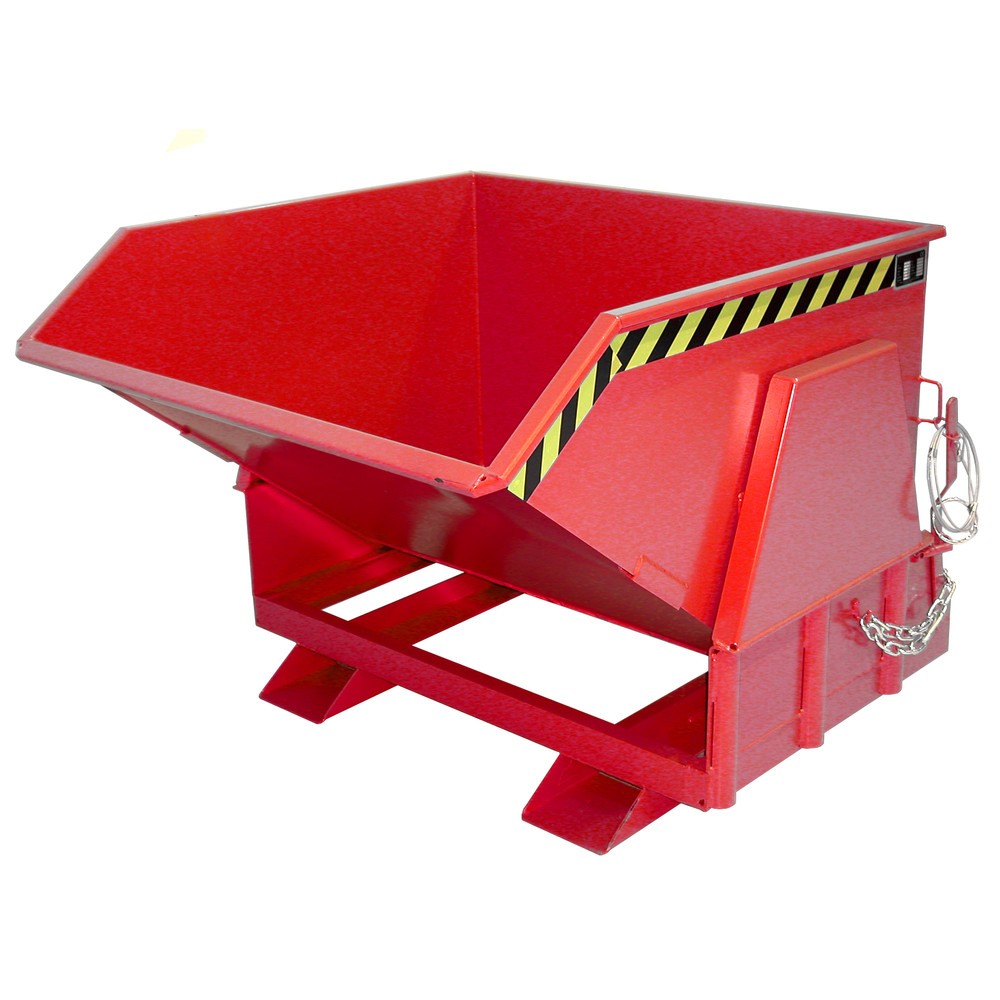 Productafbeelding nr. 1: Bauer® Kantelbak met afrolmechanisme Premium, brede bouwvorm, gelakt, zonder deksel, volume 1 m³, RAL 3000 vuurrood