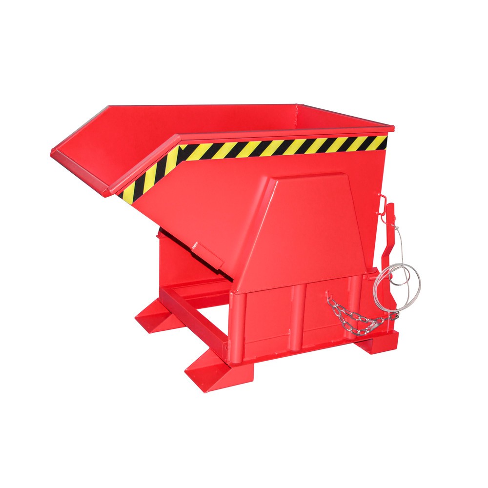 Product afbeelding: Bauer® Kantelbak met afrolmechanisme Premium, brede bouwvorm, gelakt, zonder deksel, volume 0,5 m³, RAL 3000 vuurrood