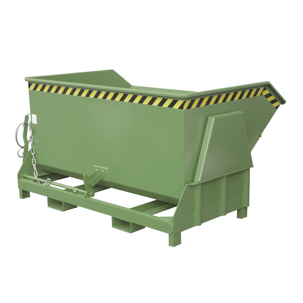 Productafbeelding nr. 1: Bauer® Kantelbak met afrolmechanisme Premium, brede bouwvorm, gelakt, zonder deksel, volume 1,5 m³, RAL 6011 resedagroen