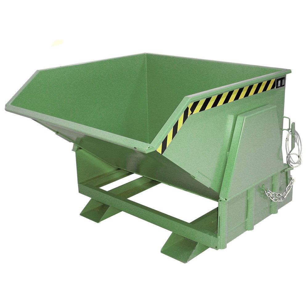 Productafbeelding nr. 1: Bauer® Kantelbak met afrolmechanisme Premium, brede bouwvorm, gelakt, zonder deksel, volume 1 m³, RAL 6011 resedagroen