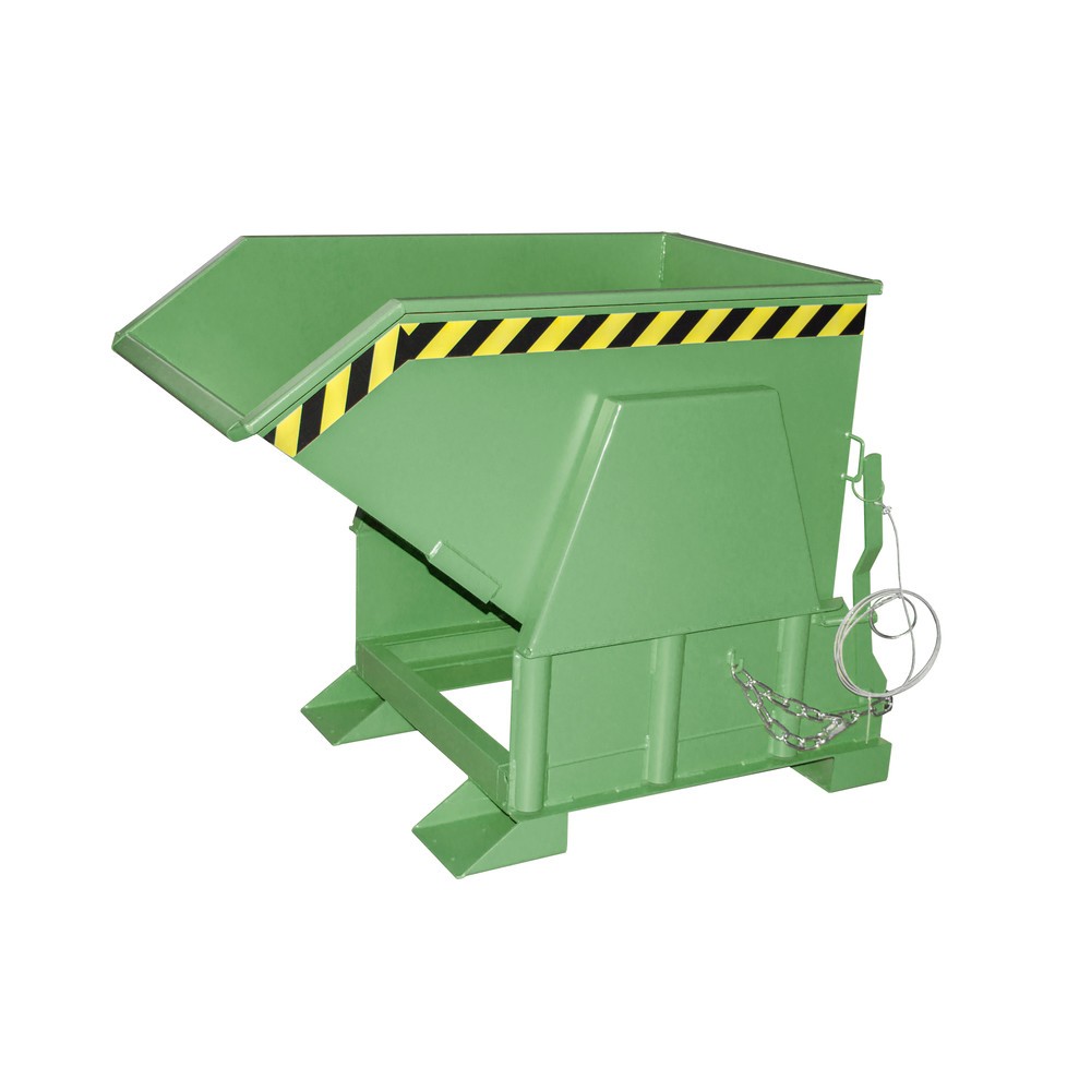 Product afbeelding: Bauer® Kantelbak met afrolmechanisme Premium, brede bouwvorm, gelakt, zonder deksel, volume 0,5 m³, RAL 6011 resedagroen