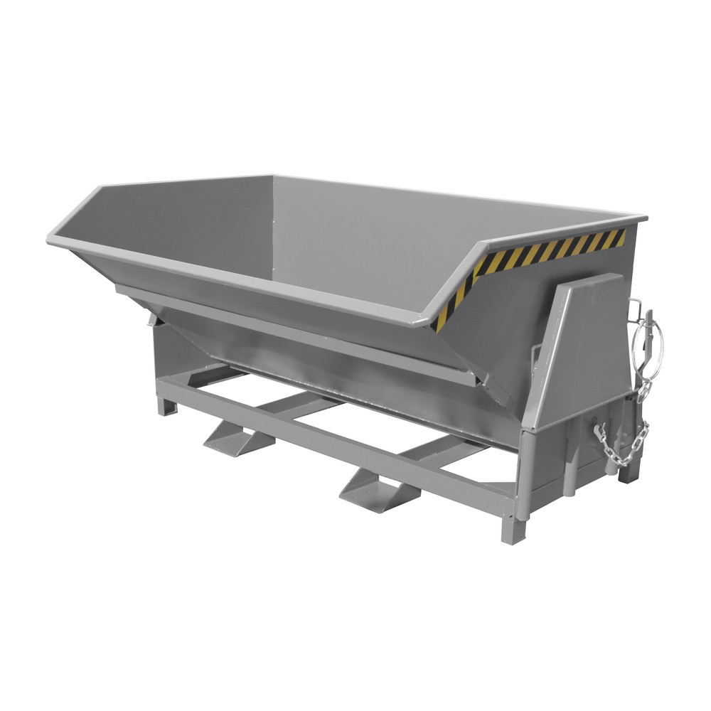 Productafbeelding nr. 1: Bauer® Kantelbak met afrolmechanisme Premium, brede bouwvorm, gelakt, zonder deksel, volume 2 m³, RAL 7005 muisgrijs