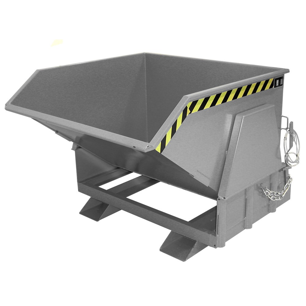Productafbeelding nr. 1: Bauer® Kantelbak met afrolmechanisme Premium, brede bouwvorm, gelakt, zonder deksel, volume 1 m³, RAL 7005 muisgrijs