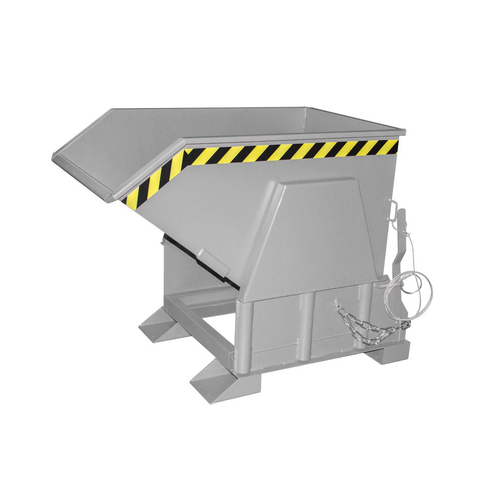 Product afbeelding: Bauer® Kantelbak met afrolmechanisme Premium, brede bouwvorm, gelakt, zonder deksel, volume 0,5 m³, RAL 7005 muisgrijs