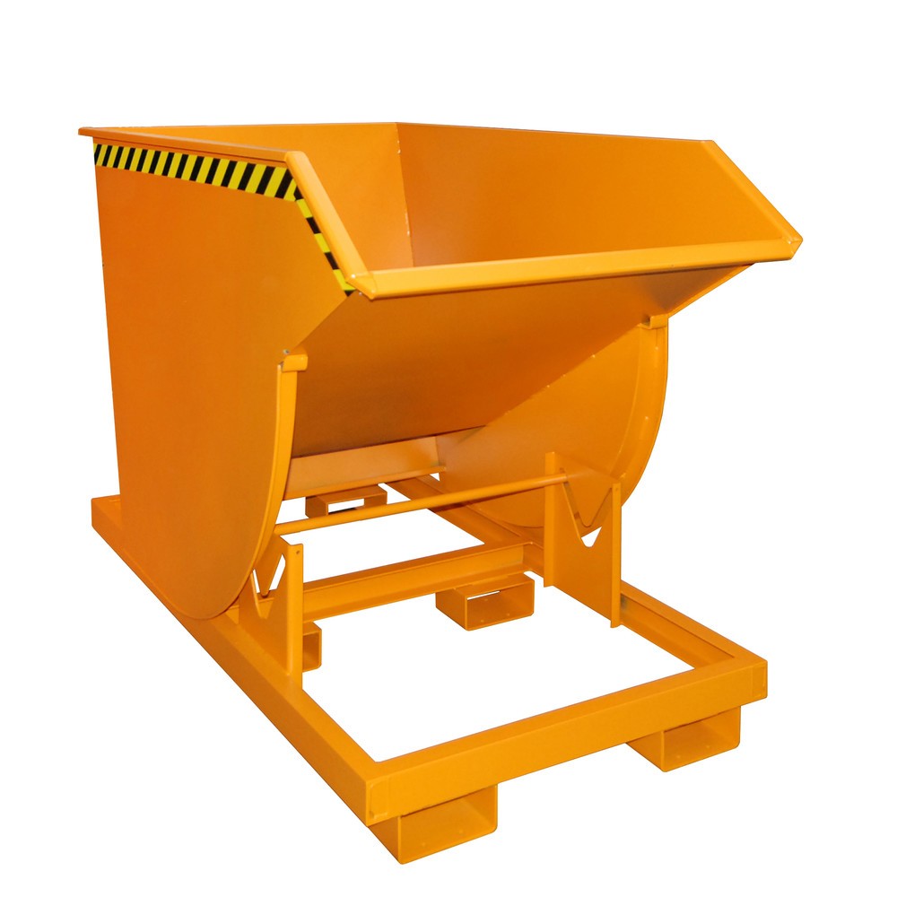 Productafbeelding nr. 1: Bauer® Kantelbak met afrolmechanisme Premium, diepe bouwvorm, gelakt, zonder deksel, volume 1 m³, RAL 2000 geeloranje