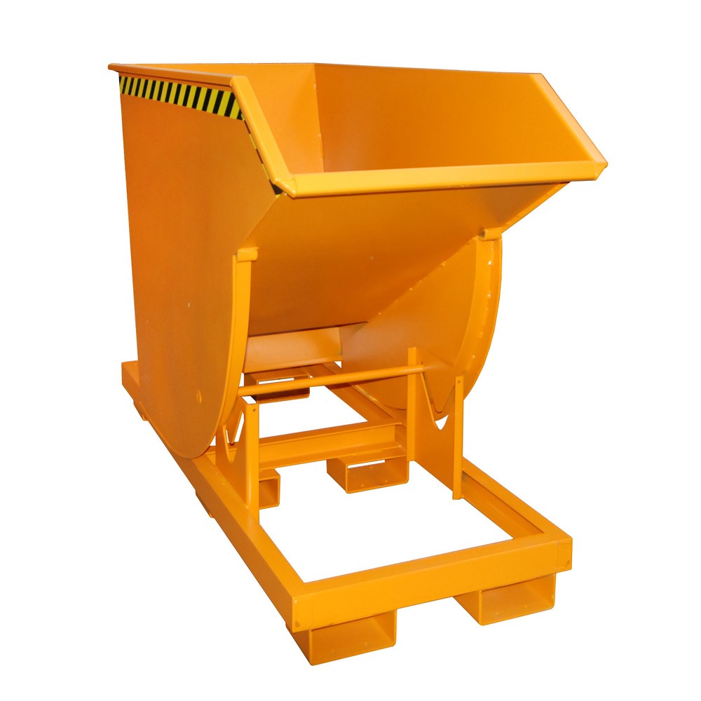 Productafbeelding nr. 1: Bauer® Kantelbak met afrolmechanisme Premium, diepe bouwvorm, gelakt, zonder deksel, volume 0,75 m³, RAL 2000 geeloranje