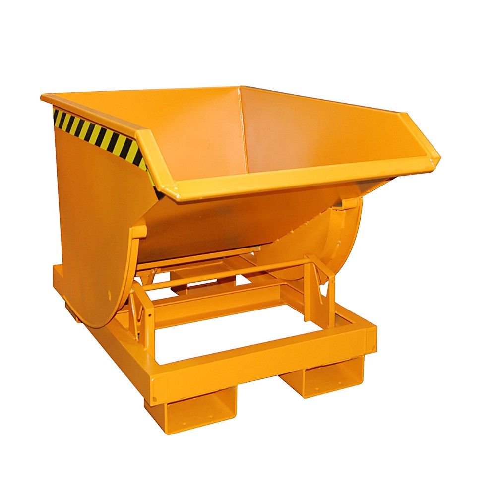 Product afbeelding: Bauer® Kantelbak met afrolmechanisme Premium, diepe bouwvorm, gelakt, zonder deksel, volume 0,5 m³, RAL 2000 geeloranje