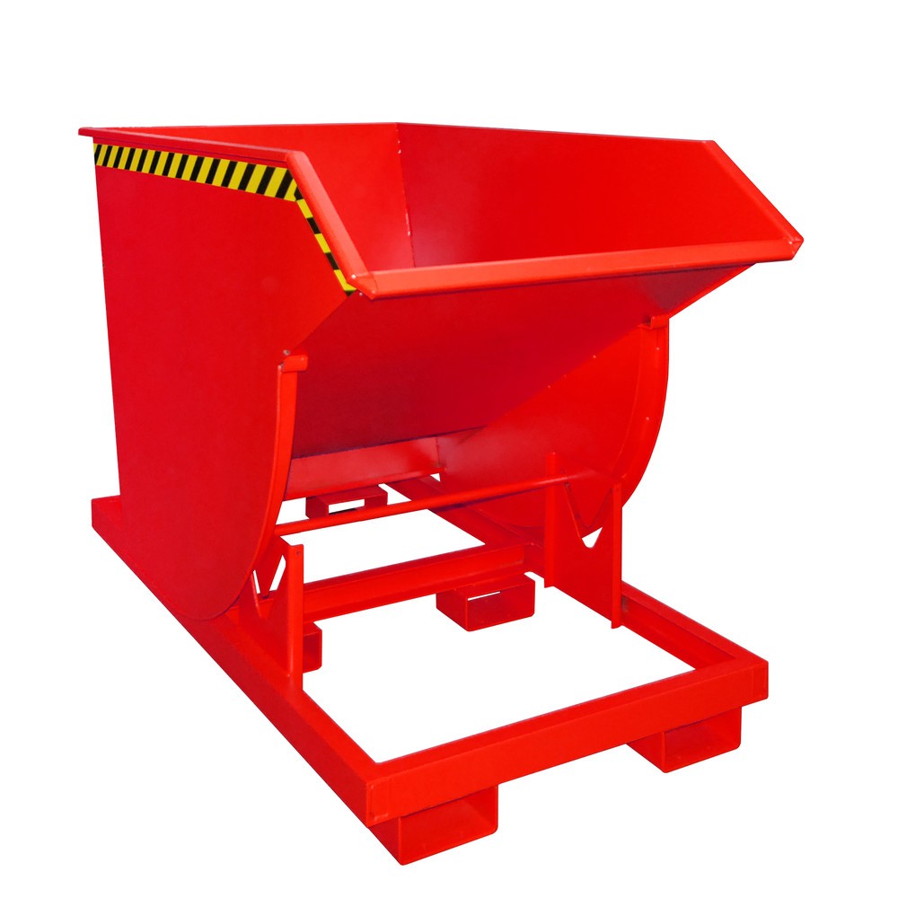 Productafbeelding nr. 1: Bauer® Kantelbak met afrolmechanisme Premium, diepe bouwvorm, gelakt, zonder deksel, volume 1 m³, RAL 3000 vuurrood