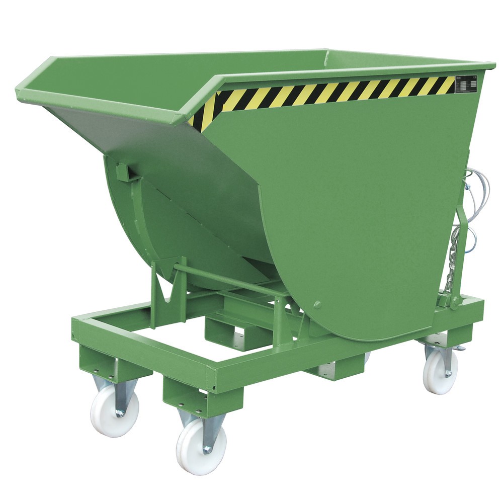 Product afbeelding: Bauer® Kantelbak met afrolmechanisme Premium, diepe bouwvorm, gelakt, zonder deksel, volume 0,5 m³, RAL 6011 resedagroen